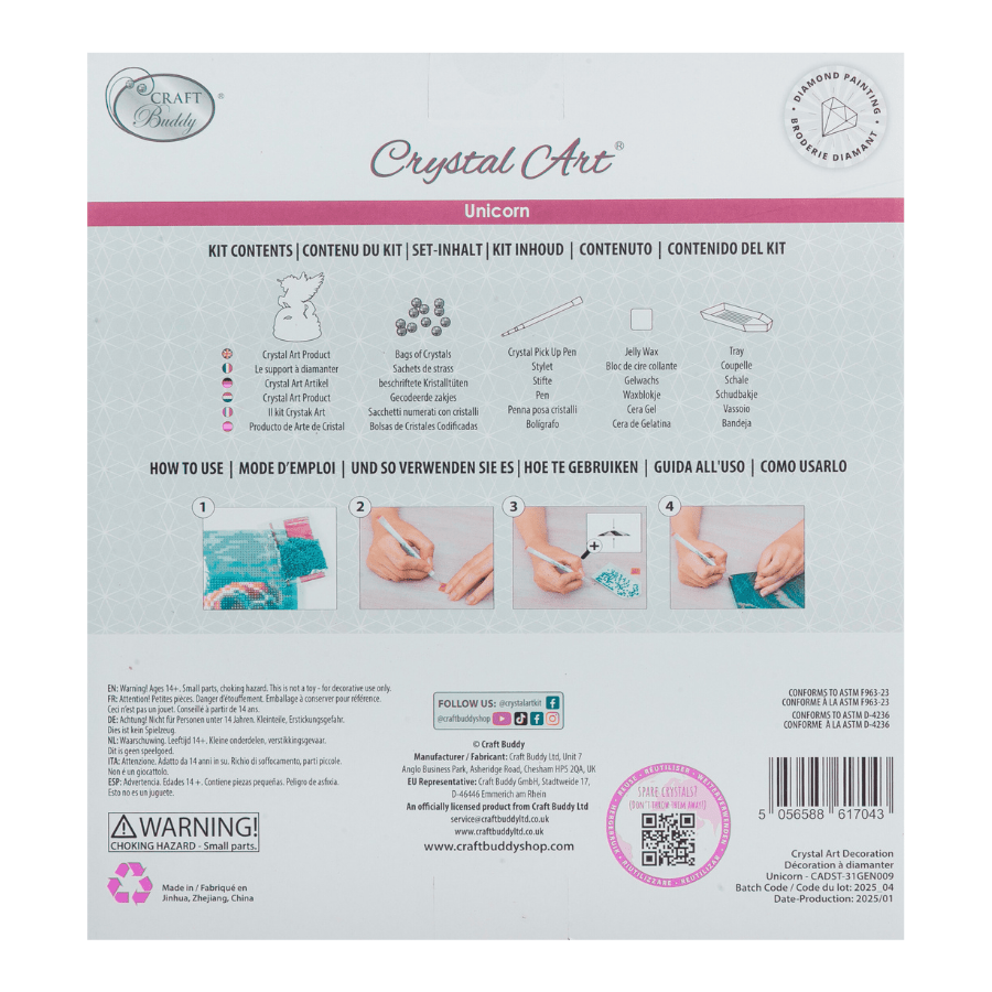 Unicorn Crystal Art Wooden Decoration back