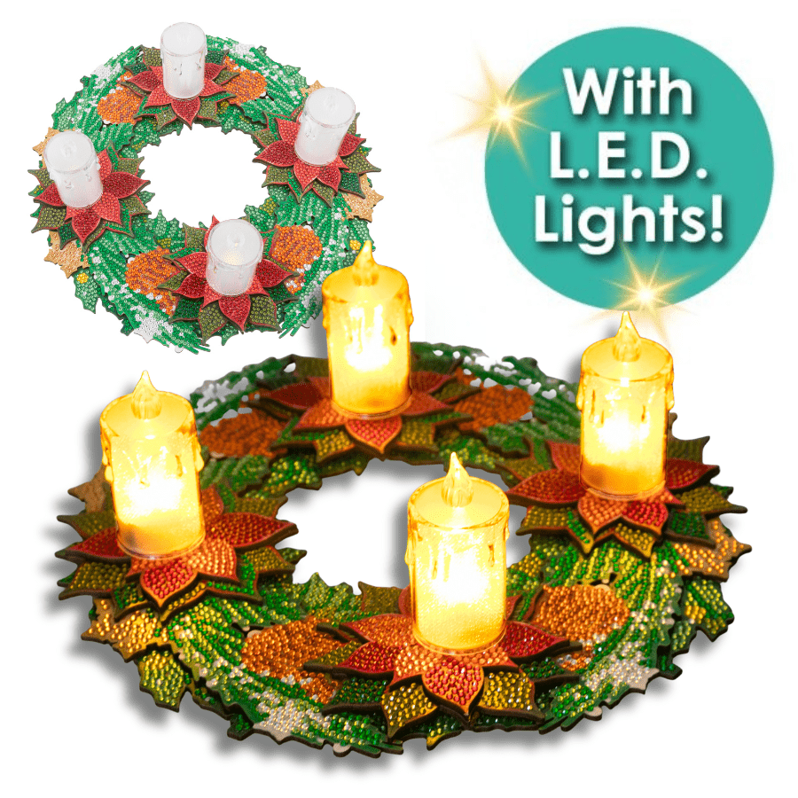 Christmas Candle Holder 3D Crystal Art Wreath Kit