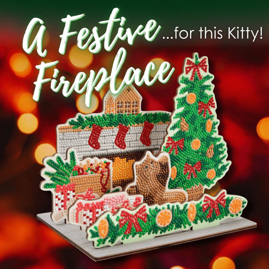 "Festive Fireplace" 3D Crystal Art Scene