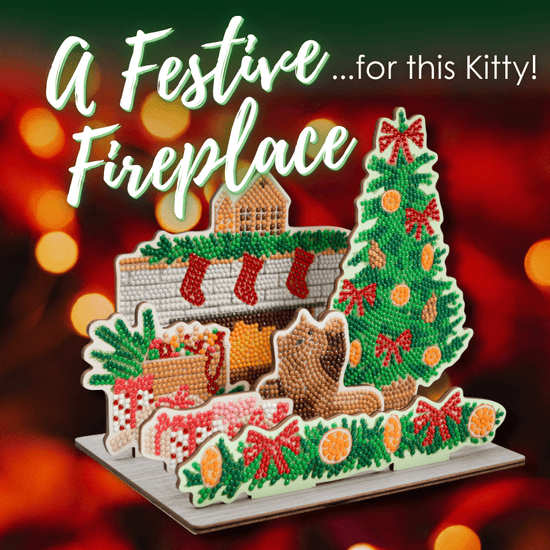 "Festive Fireplace" 3D Crystal Art Scene