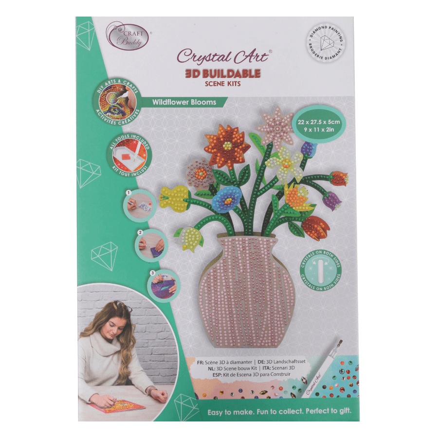 Wildflower Blooms Crystal Art 3D Buildable Kit pack