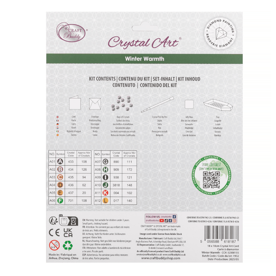 Winter Warmth Crystal Art Card 18x18 back