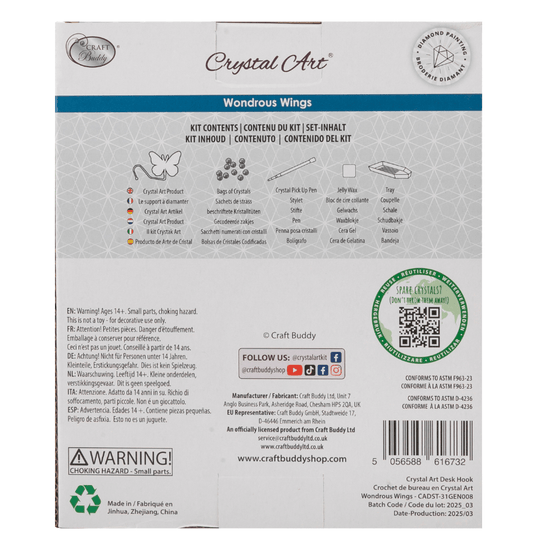 Wondrous Wings Crystal Art Desk Hooks back