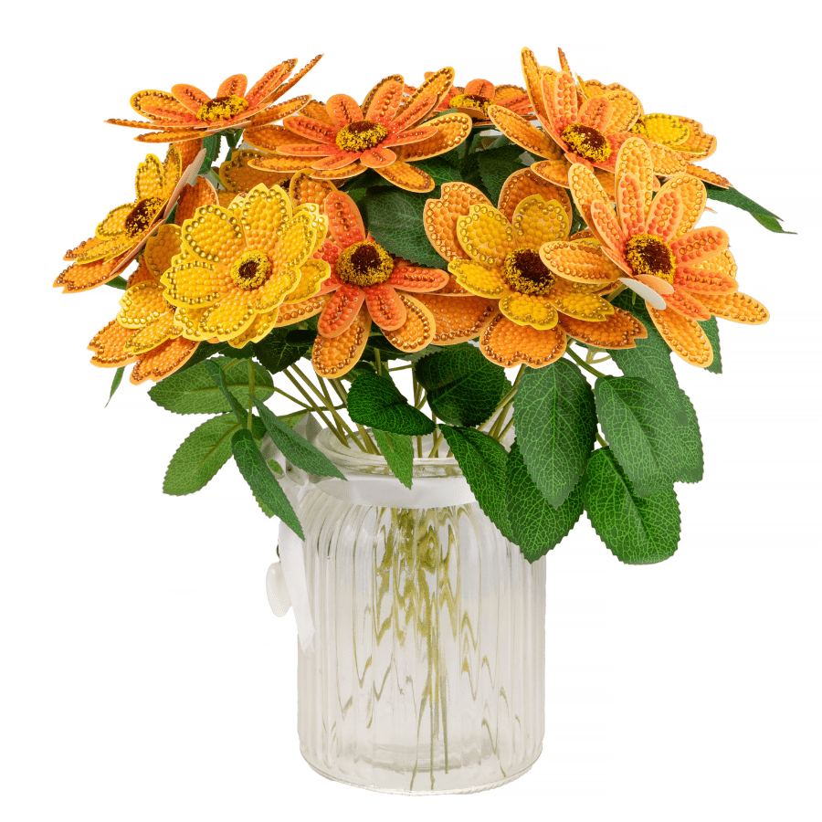Yellow Orange Crystal Art 3D Flower Kit 3