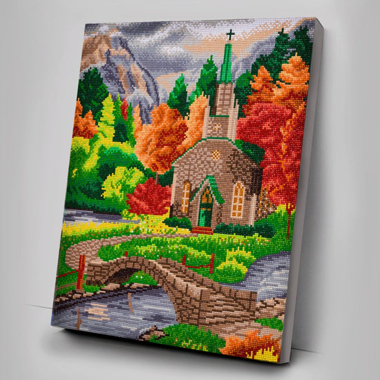 "Church by the River" Crystal Art Canvas Kit 40x50cm