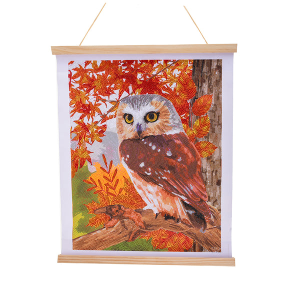 Owl crystal art scroll kit