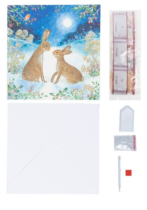 Load image into Gallery viewer, Midnight Hares Crystal Art Card - Contents
