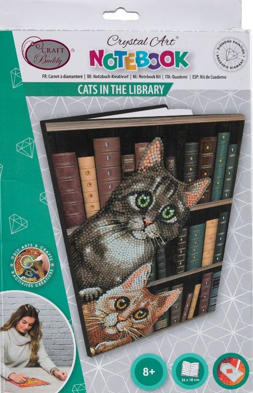 Cats In The Library Crystal Art Notebook - Front Packaging
