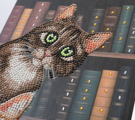 Cats In The Library Crystal Art Notebook - Close Up
