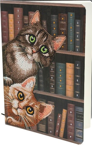 Load image into Gallery viewer, Cats In The Library Crystal Art Notebook - Side View
