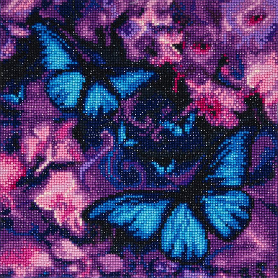 "Blue Violet Butterflies " Framed Crystal Art Kit 30x30cm