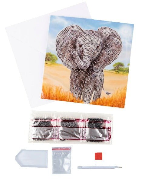 "Baby Elephant" 18x18cm Crystal Art Card