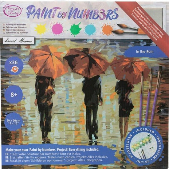 "In the Rain" 30x30cm Paint By Numb3rs Kit - Front Packaging