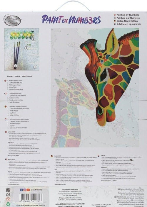 "Colourful Giraffes" Paint by Numb3rs 30x40cm Framed Kit - Back packaging
