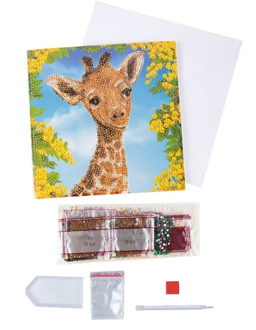 "Baby Giraffe" 18x18cm Crystal Art Card