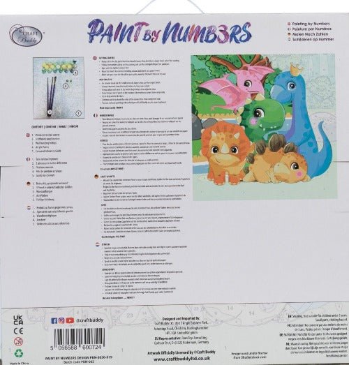 "Dinosaur Family" 30x30cm Paint By Numb3rs Kit - Back Packaging