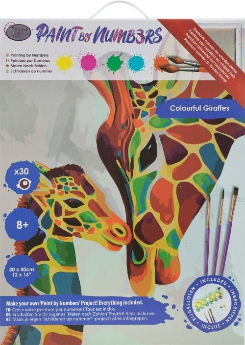 "Colourful Giraffes" Paint by Numb3rs 30x40cm Framed Kit - Front Packaging