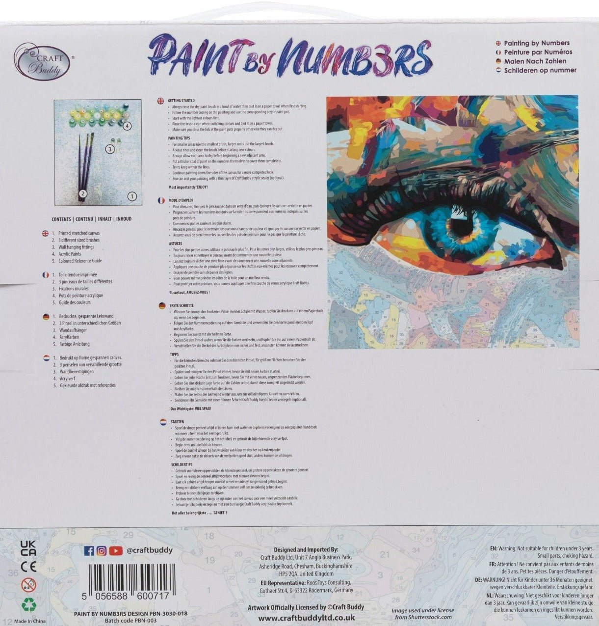 "Creative Eye" 30x30cm Paint By Numb3rs Kit - Back Packaging