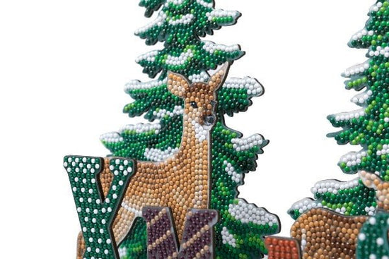 Crystal Art XMAS Woodland Deer Scene - Close Up