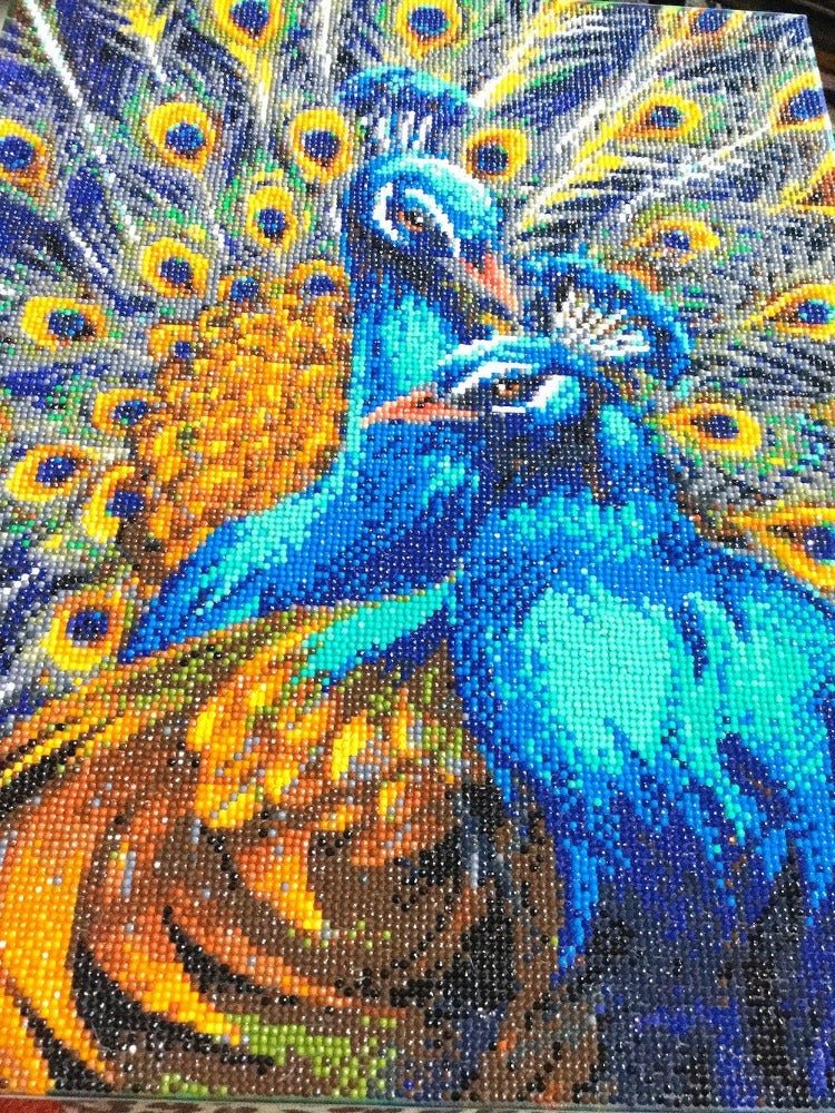 "Blue Rapsody Peacocks" Framed Crystal Art Kit 40x50cm