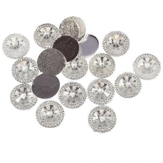 50pcs of 20mm Round Pointed Diamond Flat Back (AB Clear - PRG20-SW)