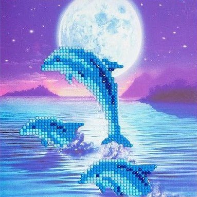 Load image into Gallery viewer, &amp;quot;Moonlight Dolphins&amp;quot; Crystal Card Kit
