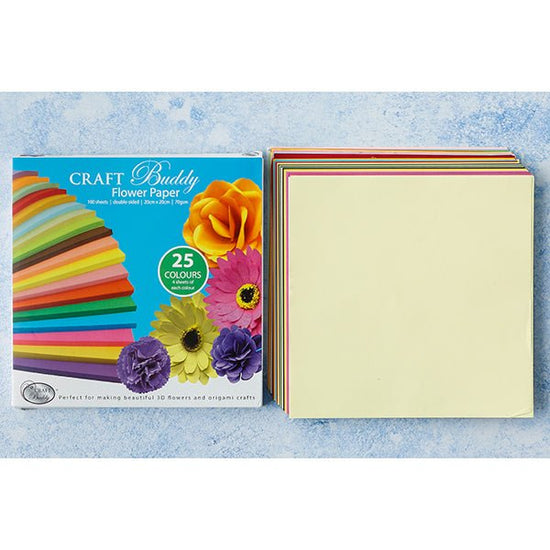 Craft Buddy 100 Sheets of 20 20cm Flower Paper