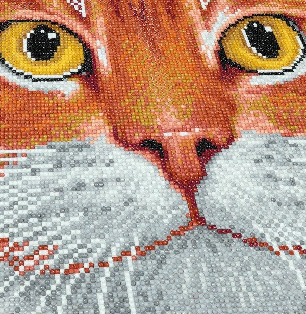 Load image into Gallery viewer, &amp;quot;Ginger Cat Face&amp;quot; Crystal Art 30x30cm Cushion Kit
