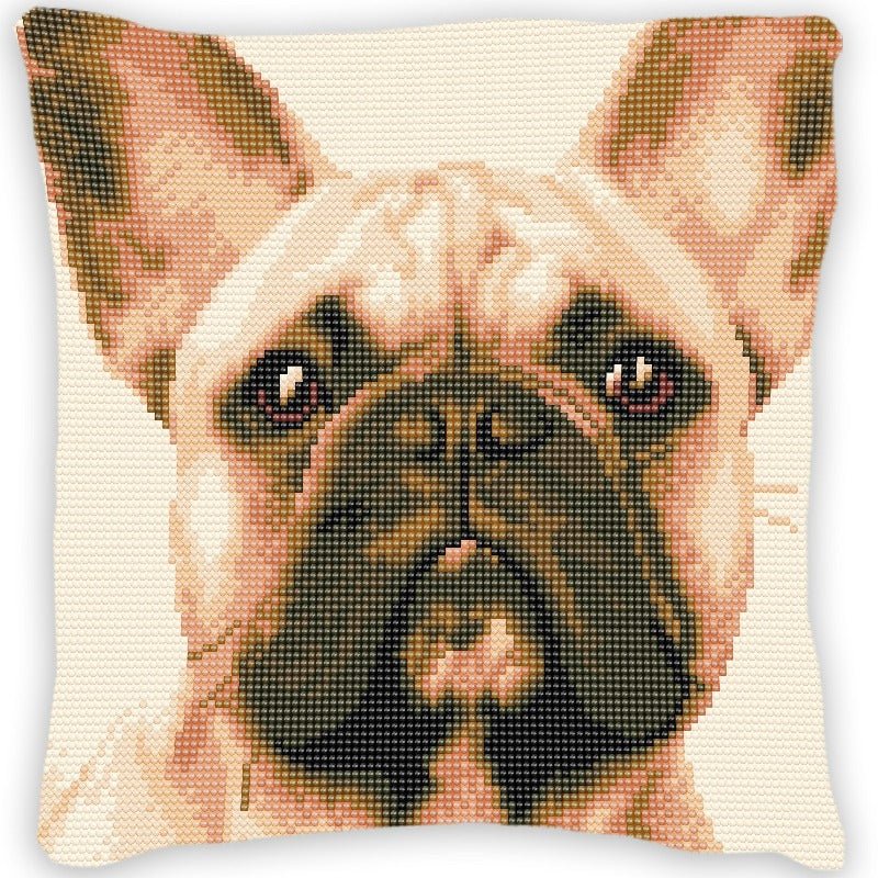 "French Bull Dog Face" Crystal Art 30x30cm Cushion Kit