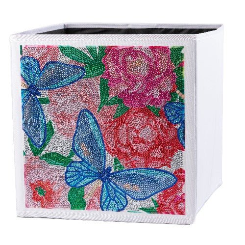 "Butterflies & Peonies" Crystal Art Folding Storage Box 30x30cm