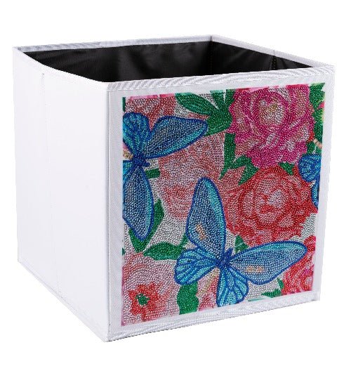 Load image into Gallery viewer, &amp;quot;Butterflies &amp;amp; Peonies&amp;quot; Crystal Art Folding Storage Box 30x30cm

