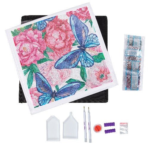 Load image into Gallery viewer, &amp;quot;Butterflies &amp;amp; Peonies&amp;quot; Crystal Art Folding Storage Box 30x30cm
