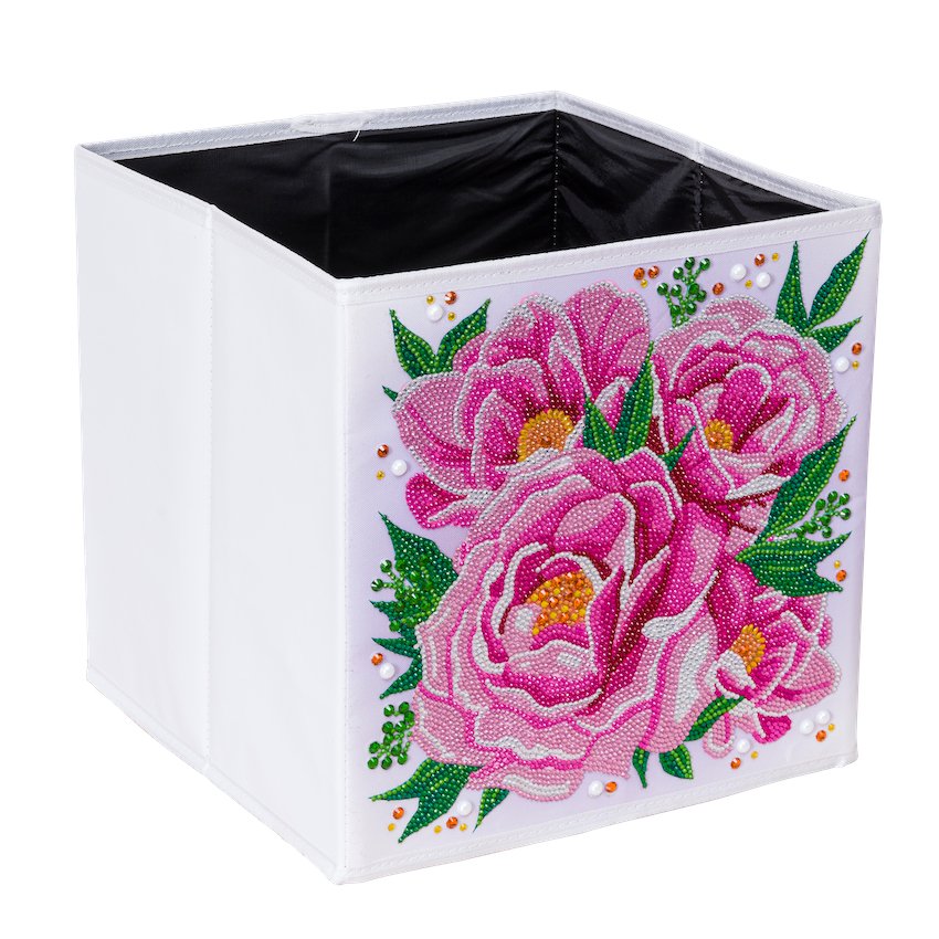 Crystal Art Folding Storage Box 30*30cm- Perfect Peonies Side View