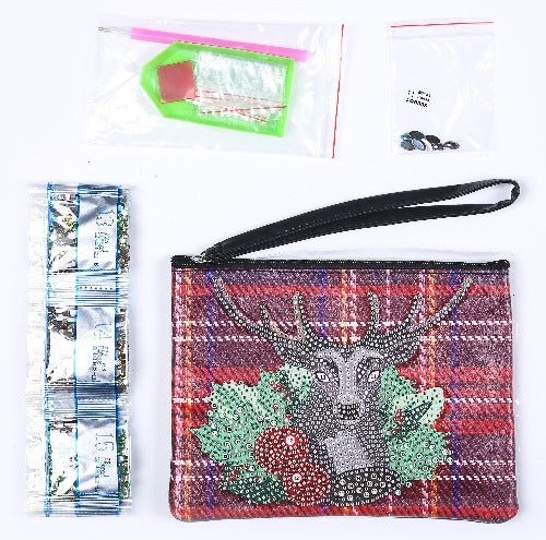 "Festive Stag" Crystal Art Pouch