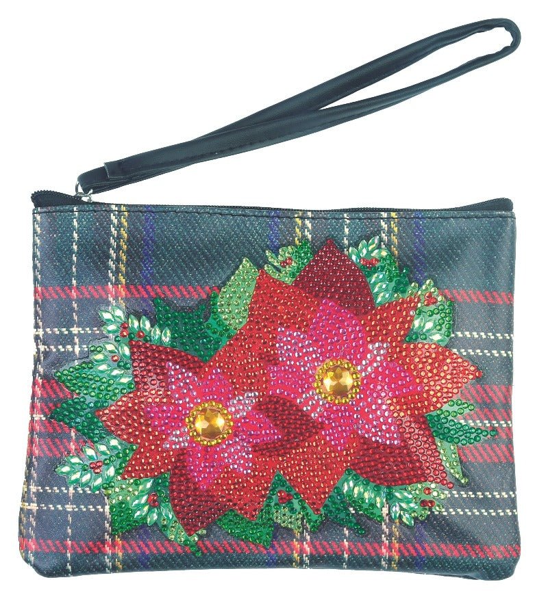 Load image into Gallery viewer, &amp;quot;Festive Poinsettia&amp;quot; Crystal Art Pouch
