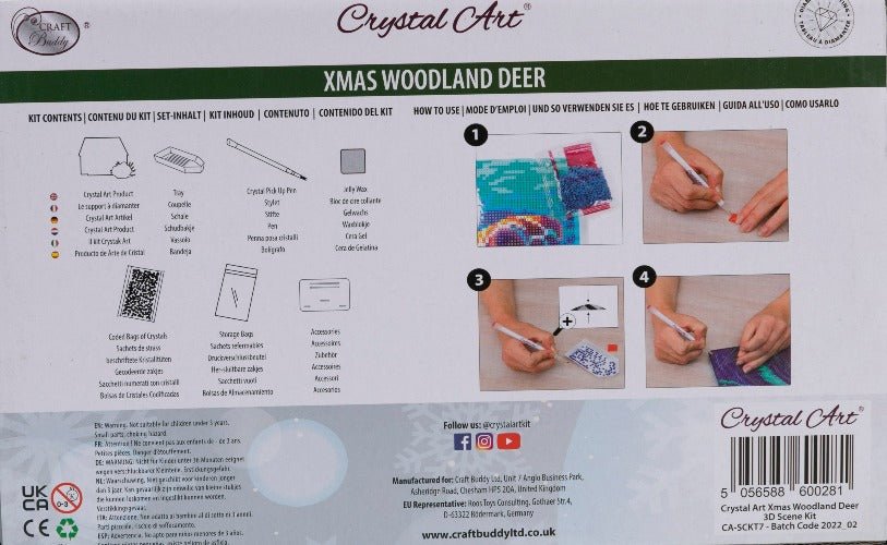 Crystal Art XMAS Woodland Deer Scene - Back Packaging