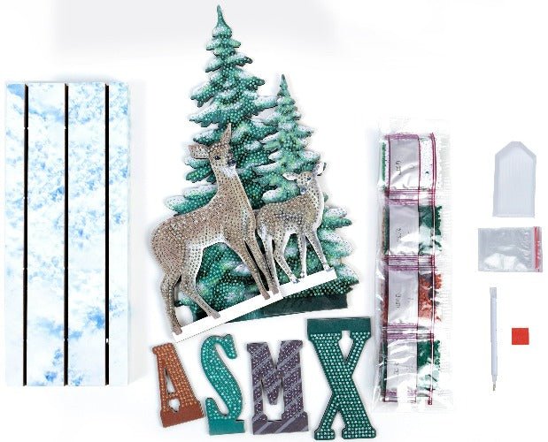 Crystal Art XMAS Woodland Deer Scene - Contents