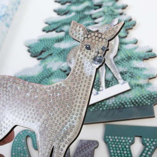 Crystal Art XMAS Woodland Deer Scene - Close Up