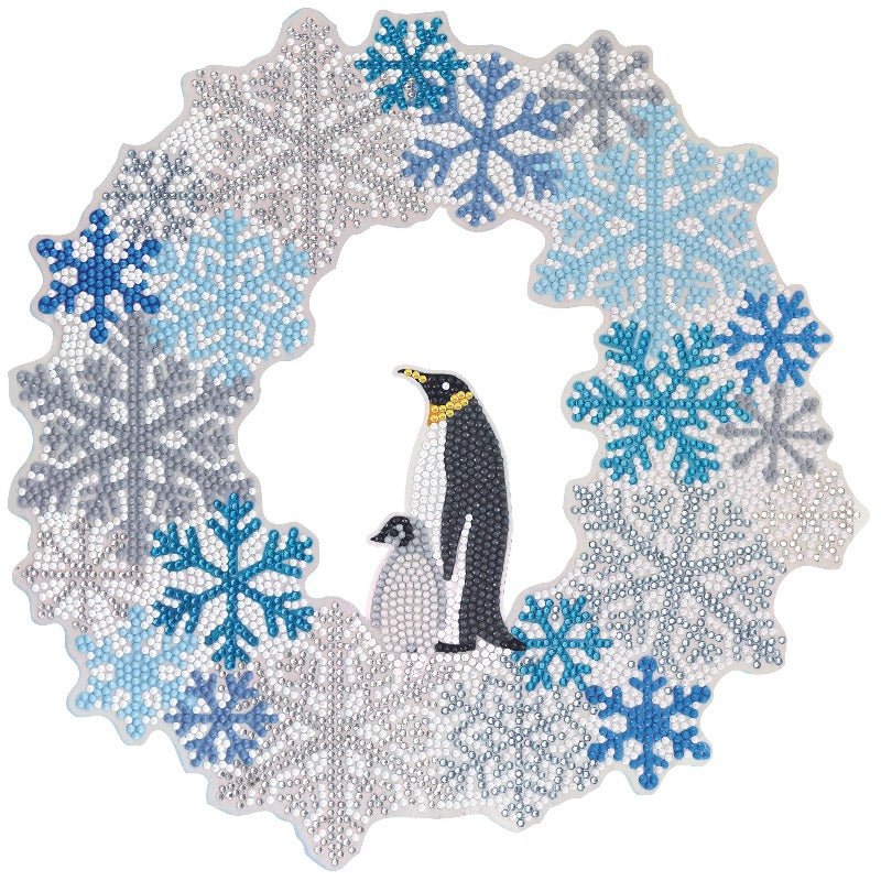 "Winter Penguin" Crystal Art Wreath 30cm