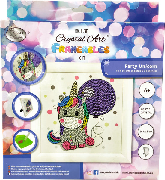 Load image into Gallery viewer, &amp;quot;Party Unicorn&amp;quot; Crystal Art Frameables Kit with Picture Frame
