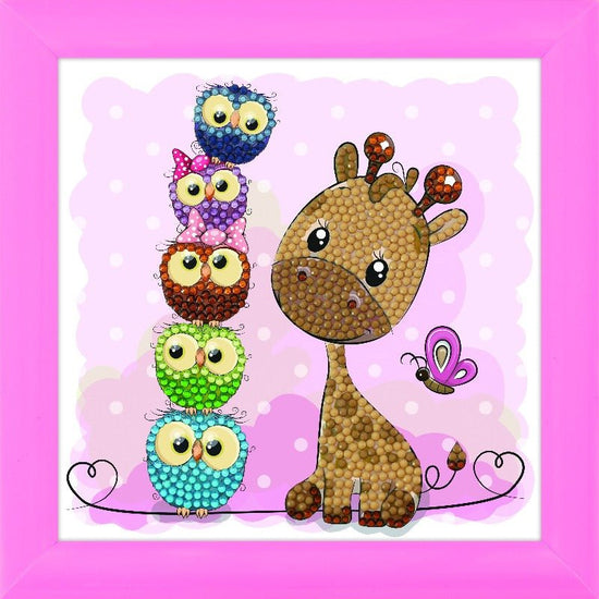 Load image into Gallery viewer, &amp;quot;Giraffe and Friends&amp;quot; Crystal Art Frameable 16x16cm
