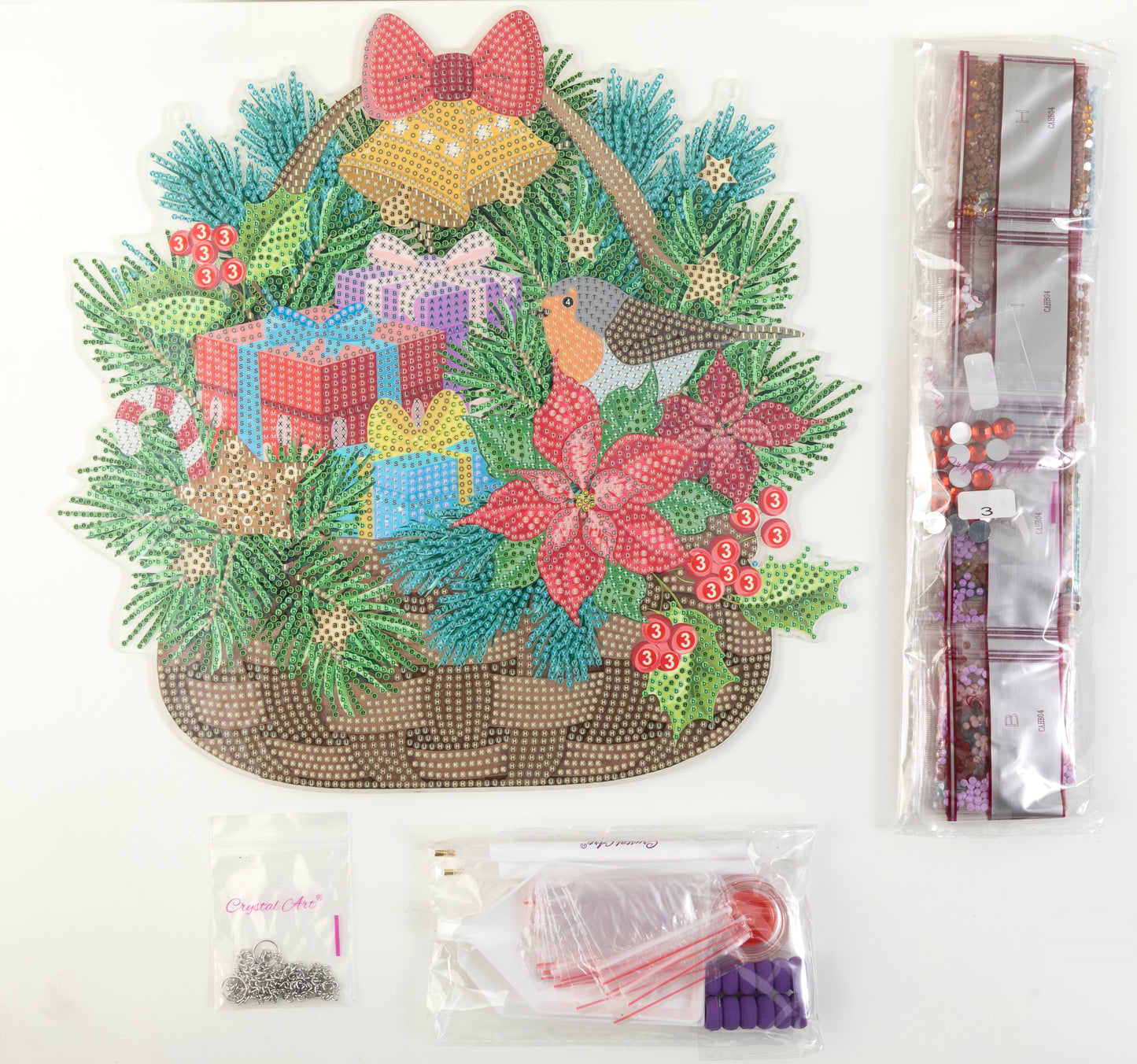 "Festive" Crystal Art Hanging Basket Kit 30x30cm
