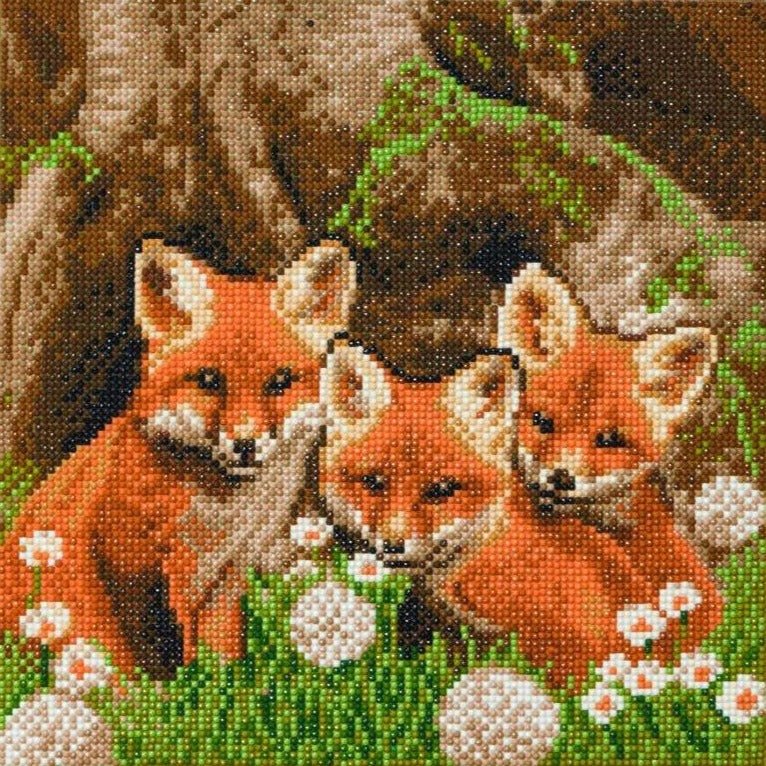 Fox cubs crystal art kit