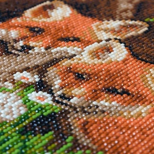 Fox cubs crystal art kit close-up
