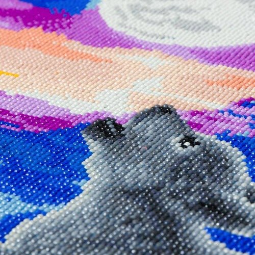 Howling wolf cub crystal art canvas kit close up