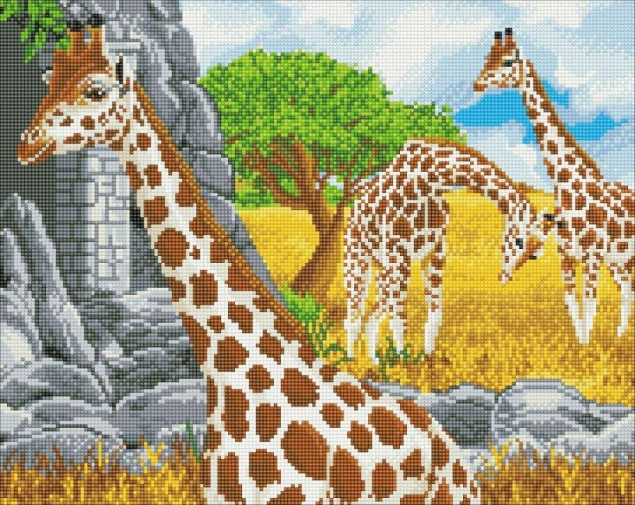 Grazing giraffes crystal art canvas kit