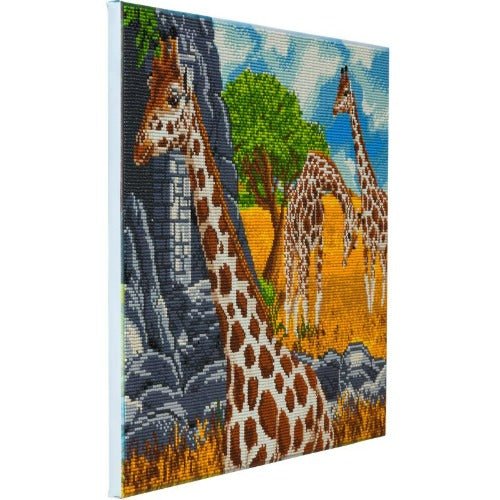Grazing giraffes crystal art canvas kit side view