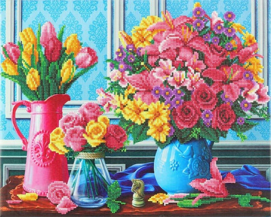 Load image into Gallery viewer, Beautiful blooms crystal art canvas kit
