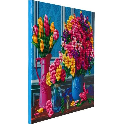 Load image into Gallery viewer, Beautiful blooms crystal art canvas kit side view
