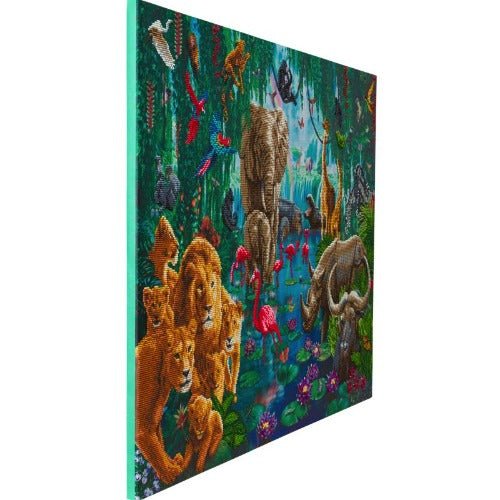 Load image into Gallery viewer, Jungle gathering crystal art canvas kit side view
